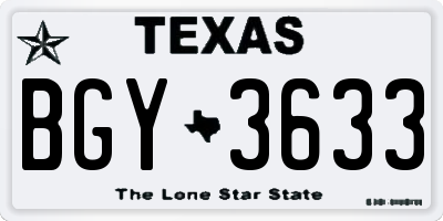 TX license plate BGY3633