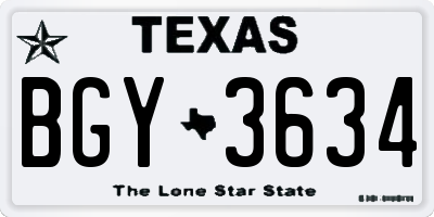 TX license plate BGY3634