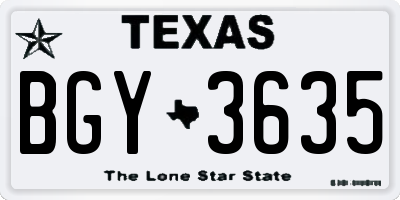 TX license plate BGY3635