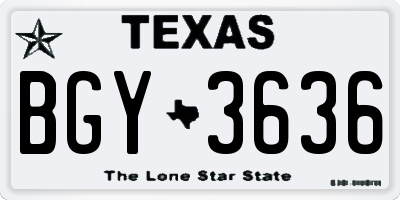 TX license plate BGY3636