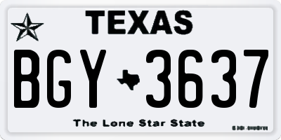 TX license plate BGY3637