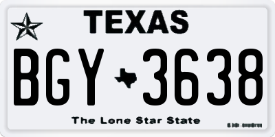 TX license plate BGY3638