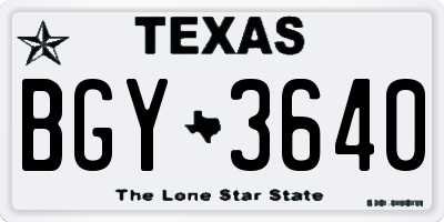 TX license plate BGY3640