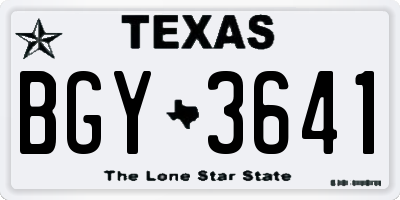 TX license plate BGY3641