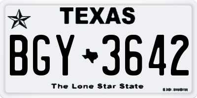 TX license plate BGY3642