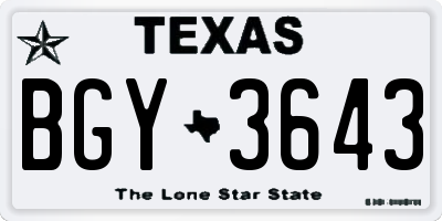 TX license plate BGY3643