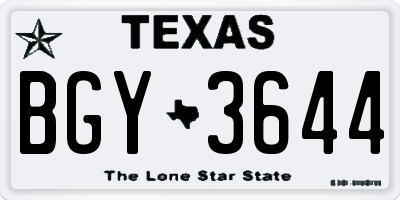 TX license plate BGY3644