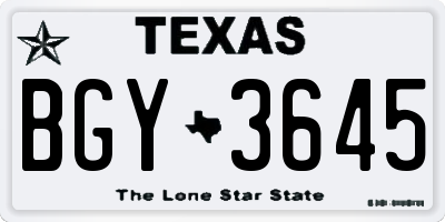 TX license plate BGY3645