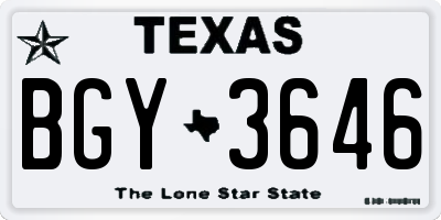 TX license plate BGY3646