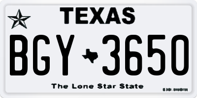 TX license plate BGY3650