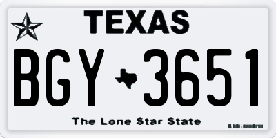 TX license plate BGY3651