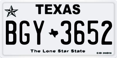 TX license plate BGY3652