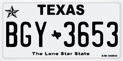 TX license plate BGY3653