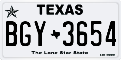 TX license plate BGY3654