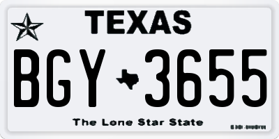 TX license plate BGY3655