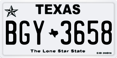 TX license plate BGY3658