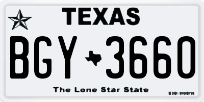 TX license plate BGY3660