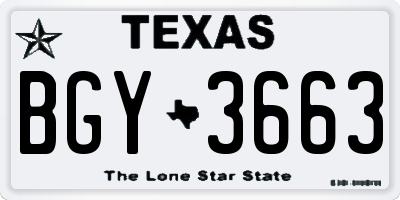TX license plate BGY3663