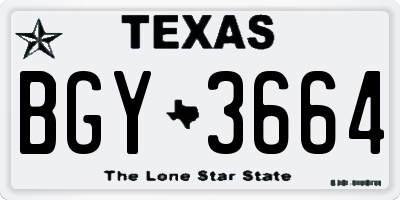 TX license plate BGY3664