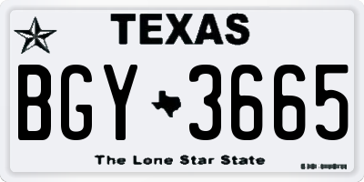 TX license plate BGY3665