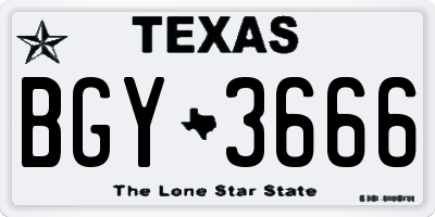 TX license plate BGY3666
