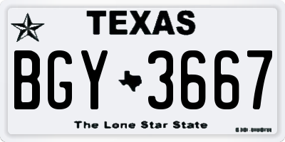 TX license plate BGY3667