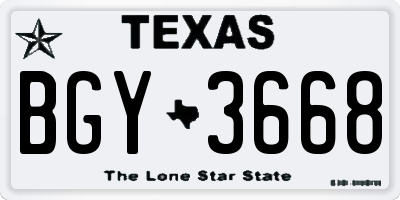 TX license plate BGY3668