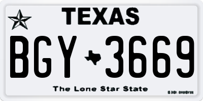 TX license plate BGY3669