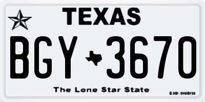 TX license plate BGY3670