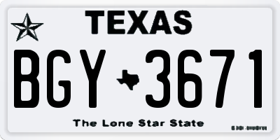 TX license plate BGY3671