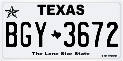TX license plate BGY3672
