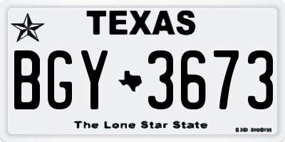 TX license plate BGY3673