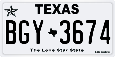 TX license plate BGY3674