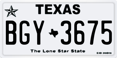 TX license plate BGY3675