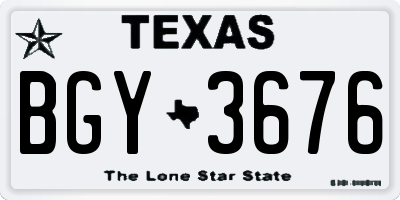 TX license plate BGY3676