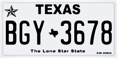 TX license plate BGY3678