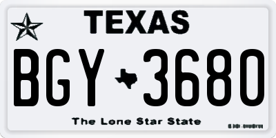 TX license plate BGY3680