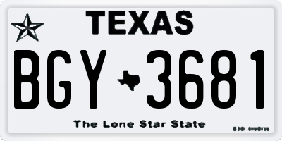 TX license plate BGY3681