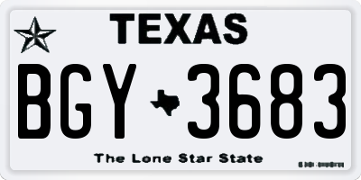 TX license plate BGY3683