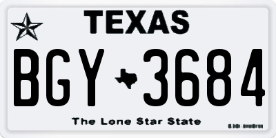 TX license plate BGY3684