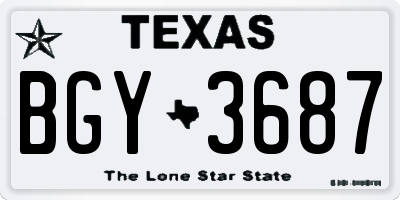 TX license plate BGY3687