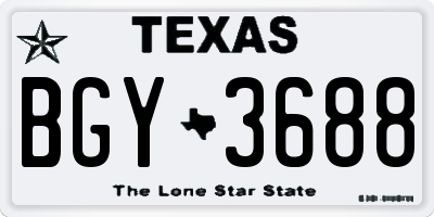 TX license plate BGY3688