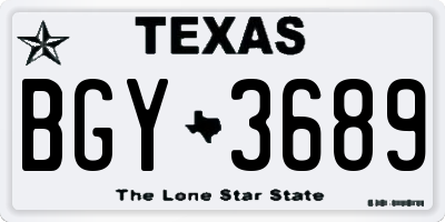 TX license plate BGY3689