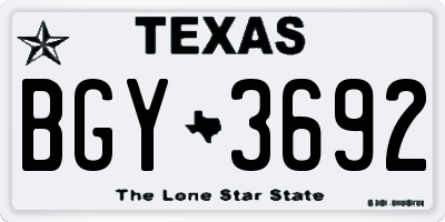 TX license plate BGY3692