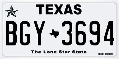 TX license plate BGY3694