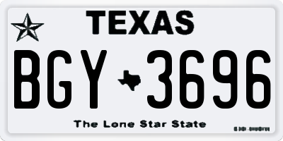 TX license plate BGY3696