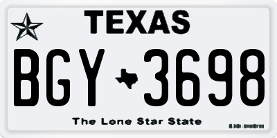 TX license plate BGY3698