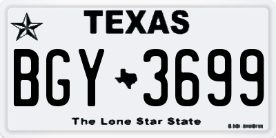TX license plate BGY3699