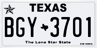 TX license plate BGY3701