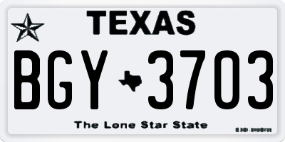 TX license plate BGY3703